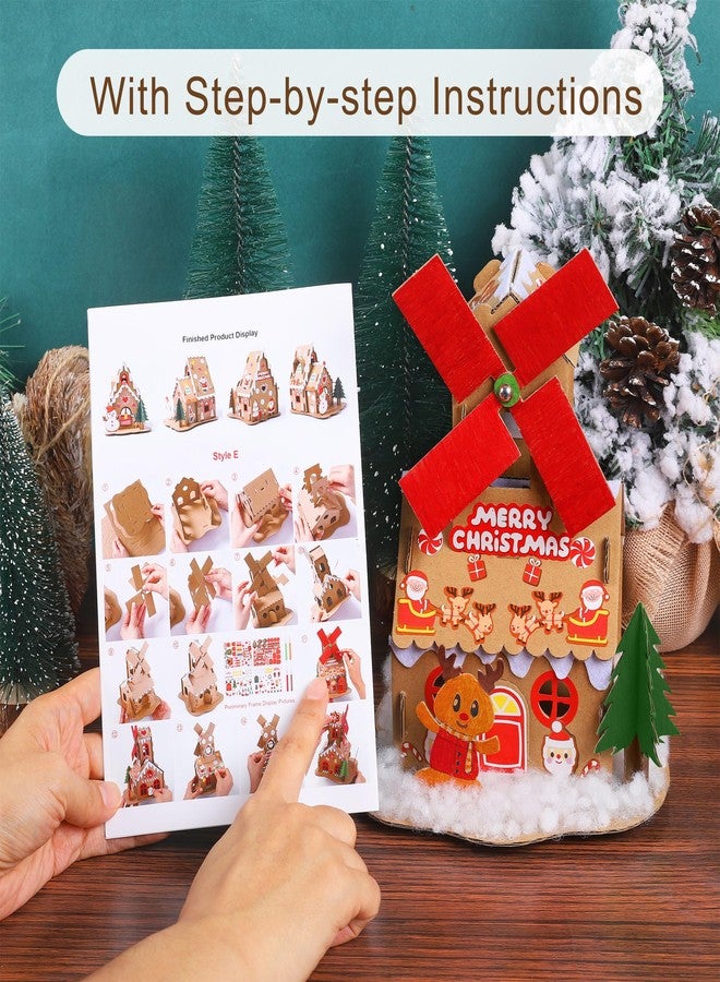 Fovths 6 Sets DIY Christmas Gingerbread House Kit 3D Christmas Cardboard Craft House Decoration DIY Build Gingerbread Houses for Holiday Arts Crafts Fun Home Activity Party Favors, Classic Style - Image 4